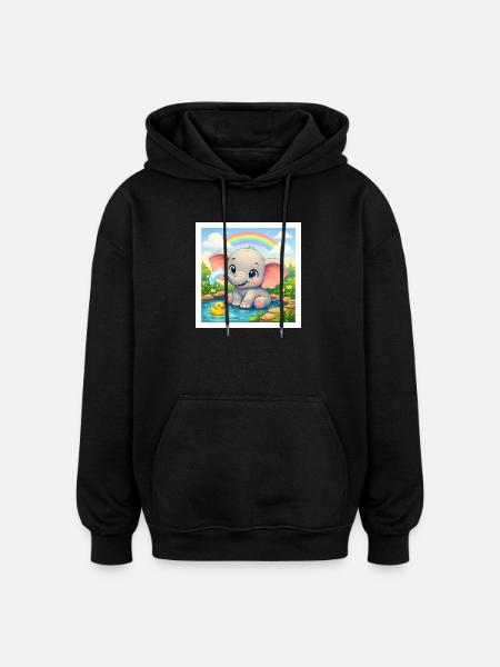 Elli l’Éléphant - Sweat à capuche oversize unisexe - noir