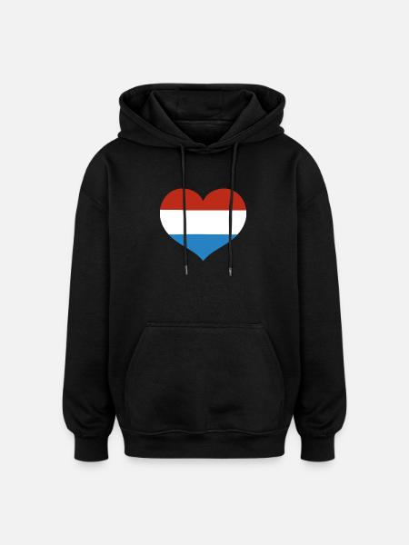 Luxembourg Heart Flag - Oversized Unisex Hoodie - black