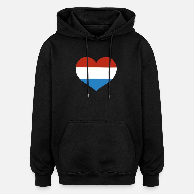 Drapeau du Cœur du Luxembourg - Sweat à capuche oversize unisexe - noir