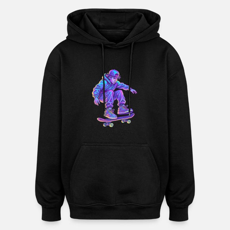 Néon Vapor Skateboarder - Sweat à capuche oversize unisexe - noir