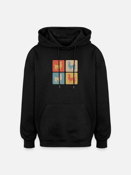 Lama Pop Art Retro - Oversized Unisex Hoodie - Schwarz