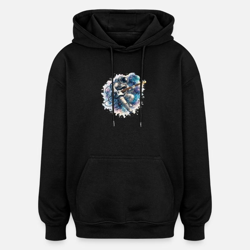 Astronaute spatial avec basse - Sweat à capuche oversize unisexe - noir