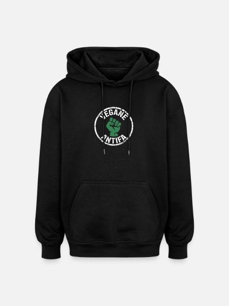 Vegan Antifa - Against the Right - Oversized Unisex Hoodie - black