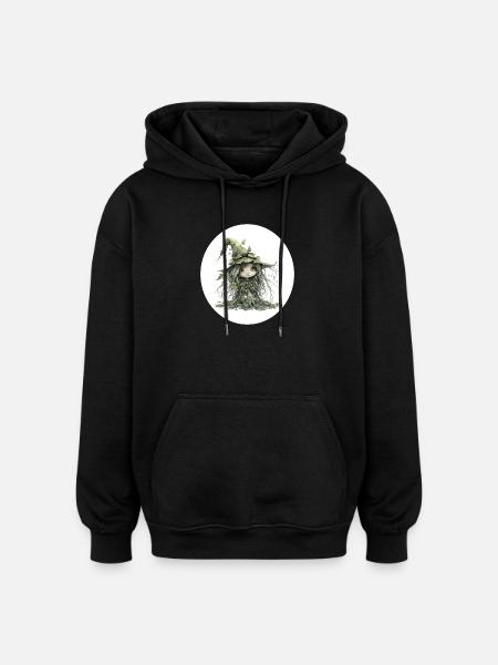 Waldfee Kobold im Blattwald - Oversized Unisex Hoodie - Schwarz