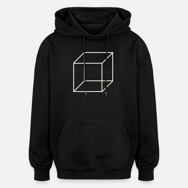Geometric Wire Cube - Oversized Unisex Hoodie - black