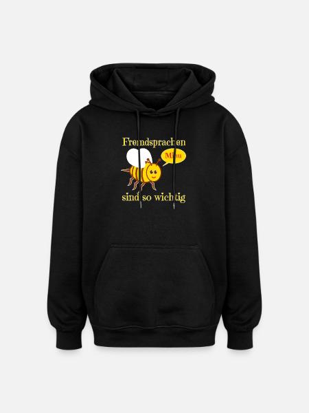 Funny bee in comic style - Oversized Unisex Hoodie - black