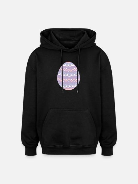 Pastel Wavy Easter Egg - Oversized Unisex Hoodie - black