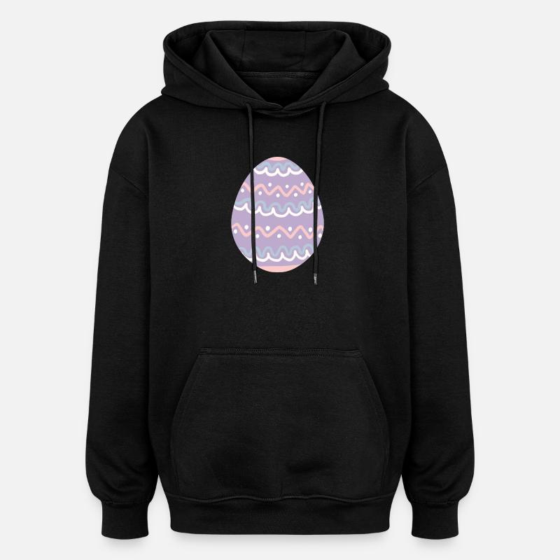 Pastel Wavy Easter Egg - Oversized Unisex Hoodie - black