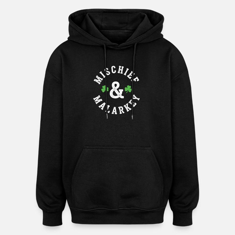 Mischief & Malarkey Shamrock Logo - Oversized Unisex Hoodie - black