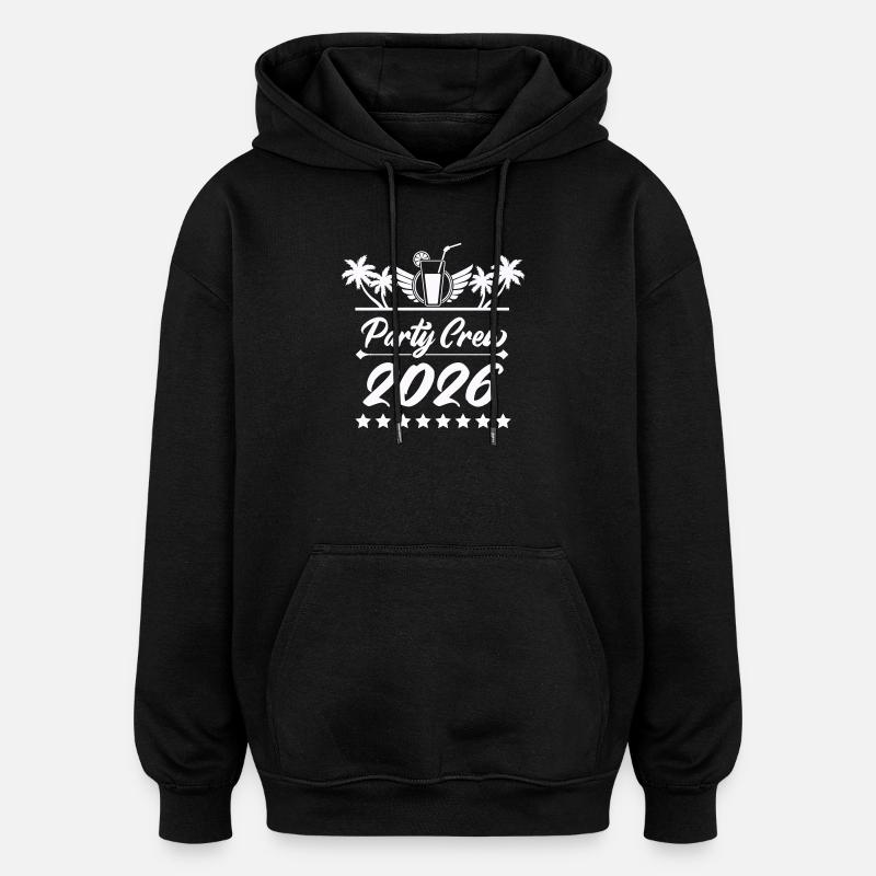Party Crew 2026 Palm Trees - Oversized Unisex Hoodie - black