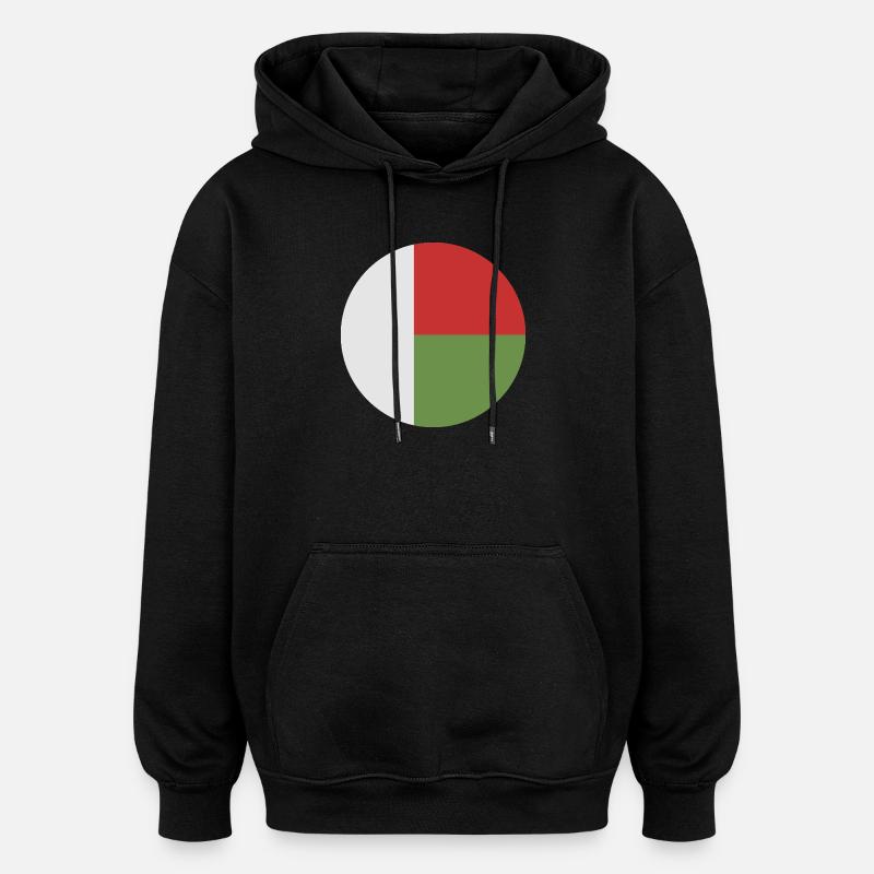 Drapeau rond de Madagascar - Sweat à capuche oversize unisexe - noir