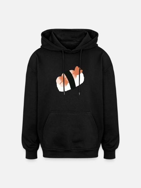 Shrimp Nigiri Minimalist Sushi - Oversized Unisex Hoodie - black