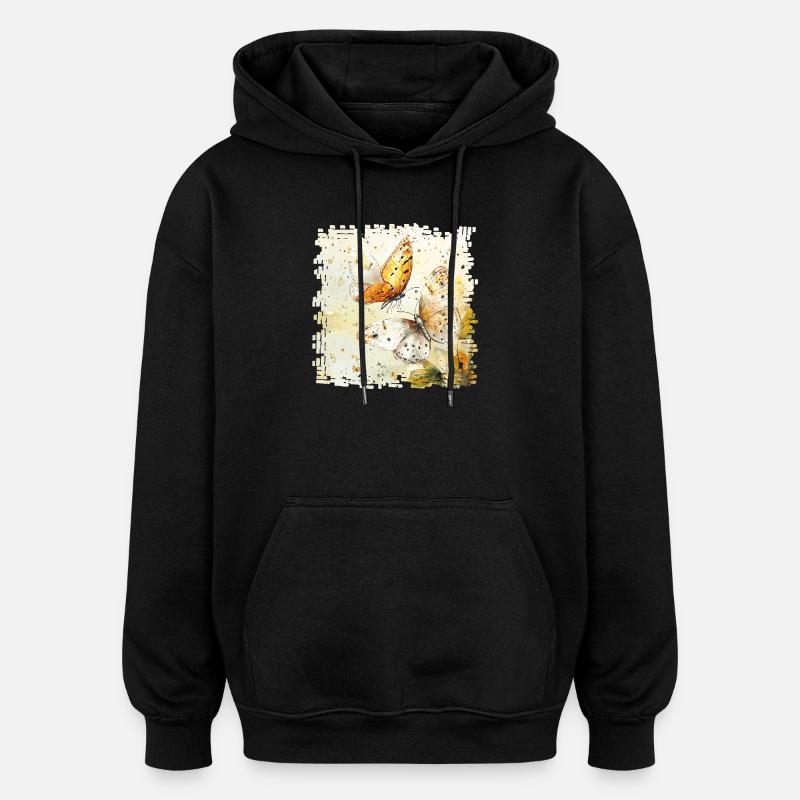 Papillons aquarelle - Sweat à capuche oversize unisexe - noir