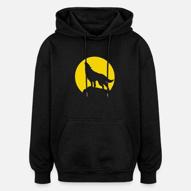 Mondsilhouette Wolfheulen - Oversized Unisex Hoodie - Schwarz