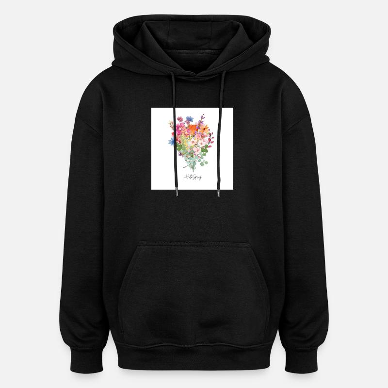 Hello Spring - Oversized Unisex Hoodie - Schwarz