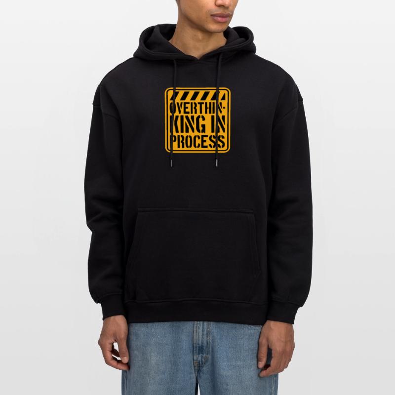 Overthinking In Process Funny Brooding Saying Logo Oversized Unisex Hoodie