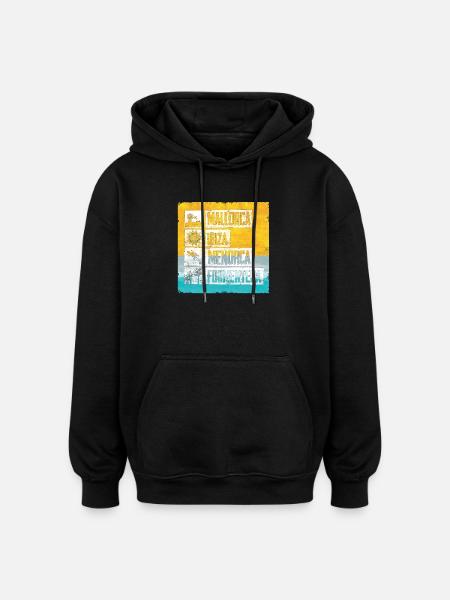 Balearic Islands Retro Stamp - Oversized Unisex Hoodie - black