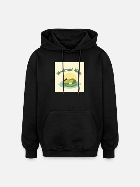 Week-end Mode Grenouille Chill - Sweat à capuche oversize unisexe - noir