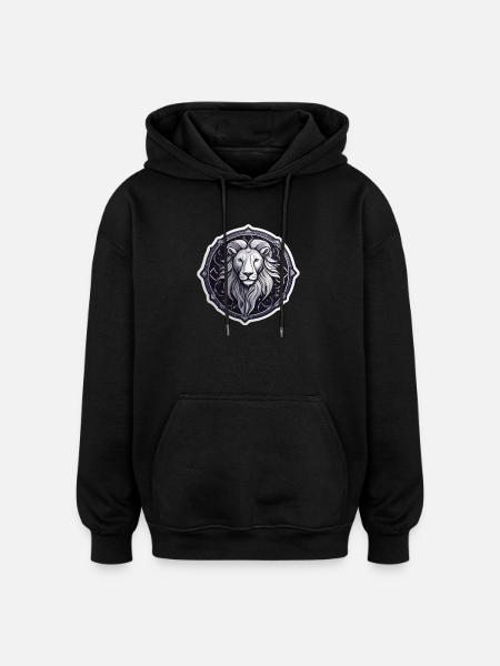 Cosmic Leo Round Astral Pattern - Oversized Unisex Hoodie - black
