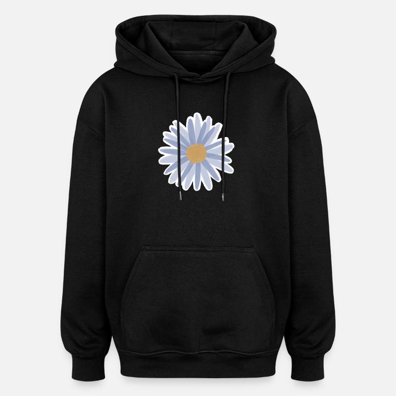T-shirt Blue Daisy Bloom - Sweat à capuche oversize unisexe - noir