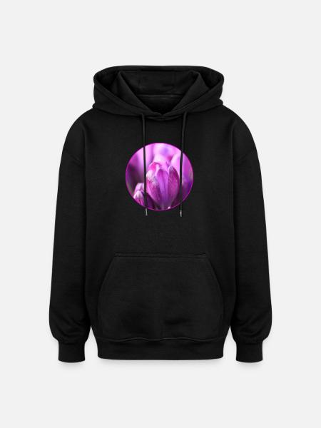 Crocuses Crocus Purple Flowers Crocus Bud - Oversized Unisex Hoodie - black
