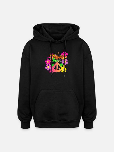 Flower Power Peace Peace Sign - Oversized Unisex Hoodie - black