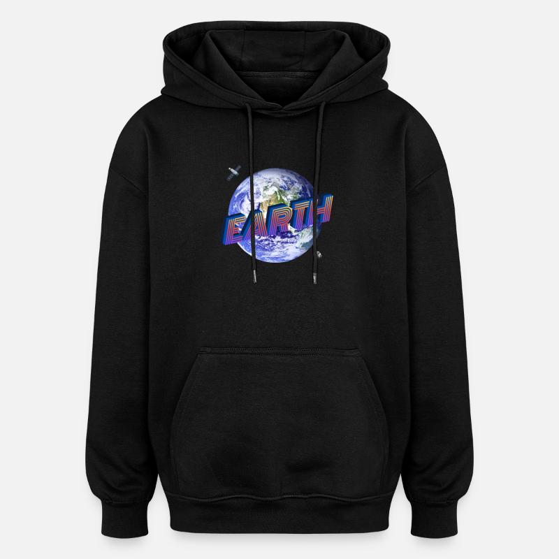 EARTH - Série Espace Extra-Atmosphérique - Sweat à capuche oversize unisexe - noir