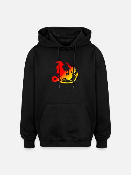 Flammen Drachen Silhouette - Oversized Unisex Hoodie - Schwarz