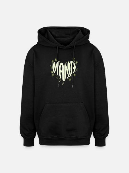 Mama Blossom Heart - Oversized Unisex Hoodie - black