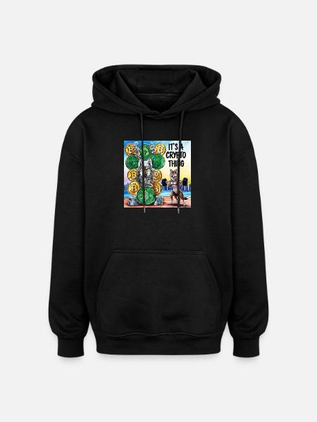 Crypto Wolf and Fox Power - Oversized Unisex Hoodie - black