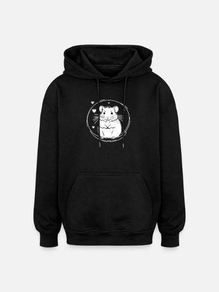 Herz-Hamster im Kreis - Oversized Unisex Hoodie - Schwarz