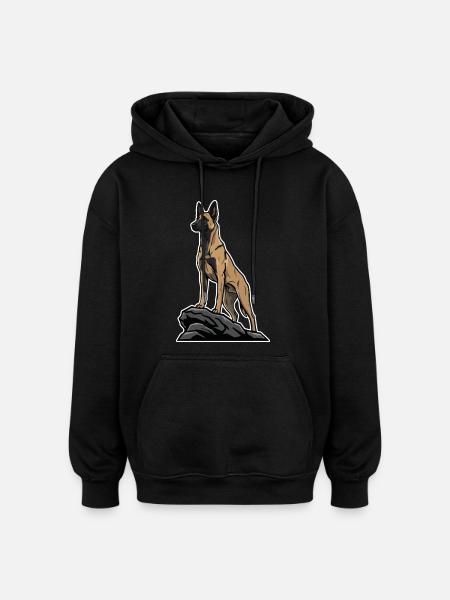 Belgisk schäfermalinois på klippporträtt - Oversized luvtröja unisex - svart