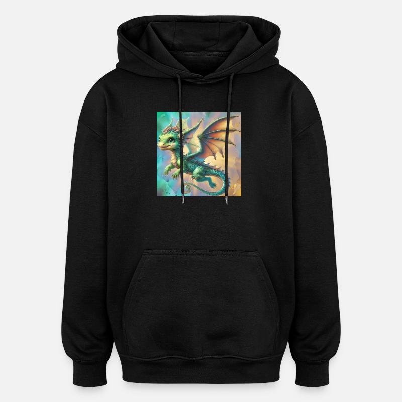 dragon - Sweat à capuche oversize unisexe - noir