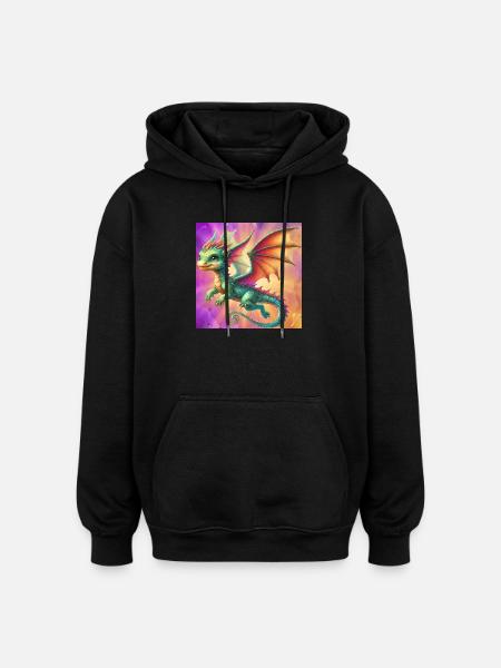 dragon - Oversized Unisex Hoodie - black