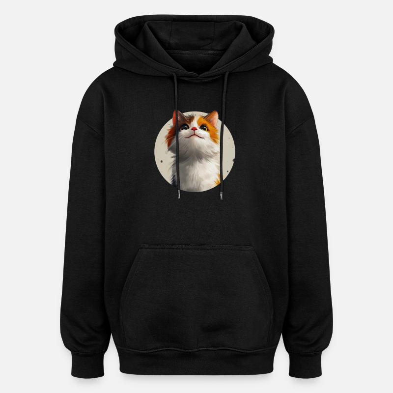 süße Katze - Oversized Unisex Hoodie - Schwarz