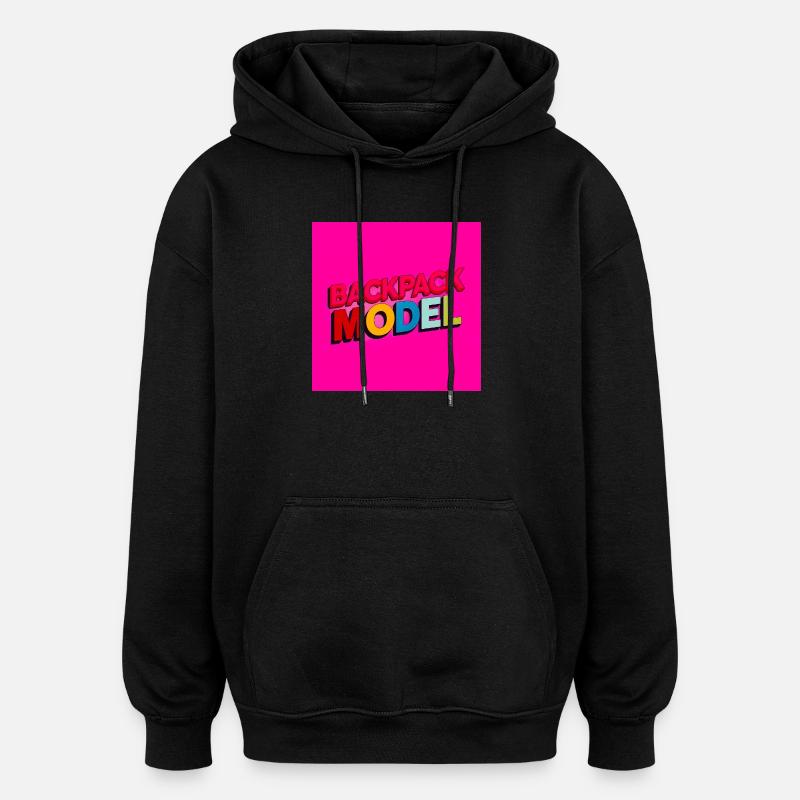 Rucksackmodell Neon-Text - Oversized Unisex Hoodie - Schwarz