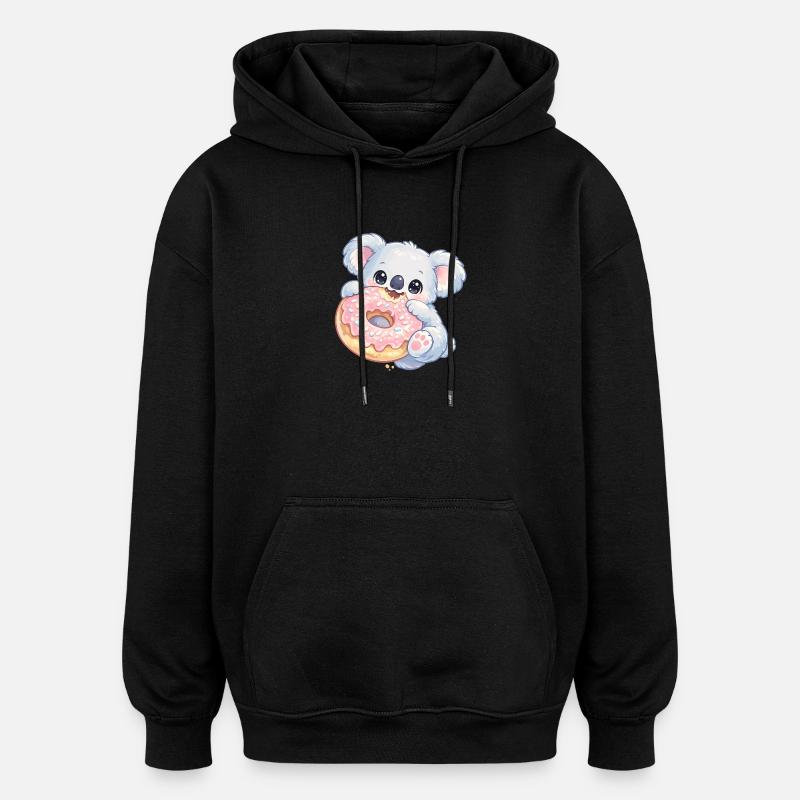 Kuschelkoala mit Donut - Oversized Unisex Hoodie - Schwarz