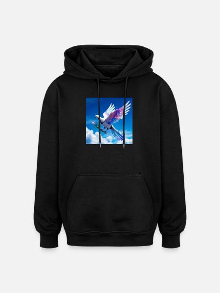 Bunte Taube mit Regenbogenflügeln - Oversized Unisex Hoodie - Schwarz