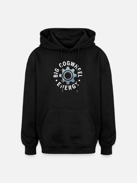 Large Gear Energy Motif - Oversized Unisex Hoodie - black
