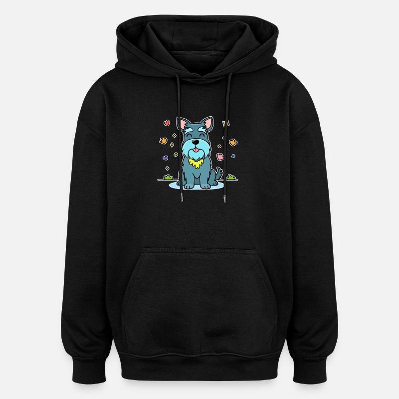 Schnauzer miniature (bande dessinée) - Sweat à capuche oversize unisexe - noir