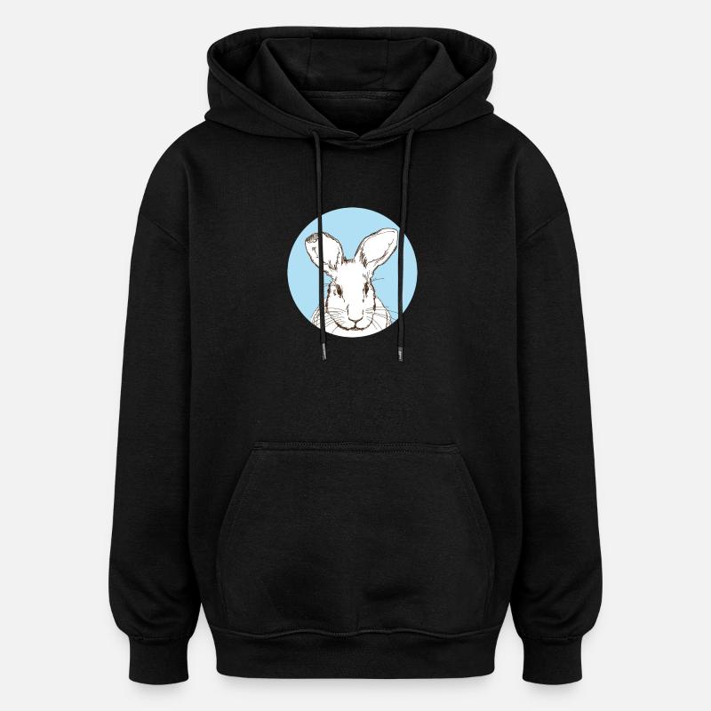Królik - Bluza z kapturem oversize typu unisex - czarny