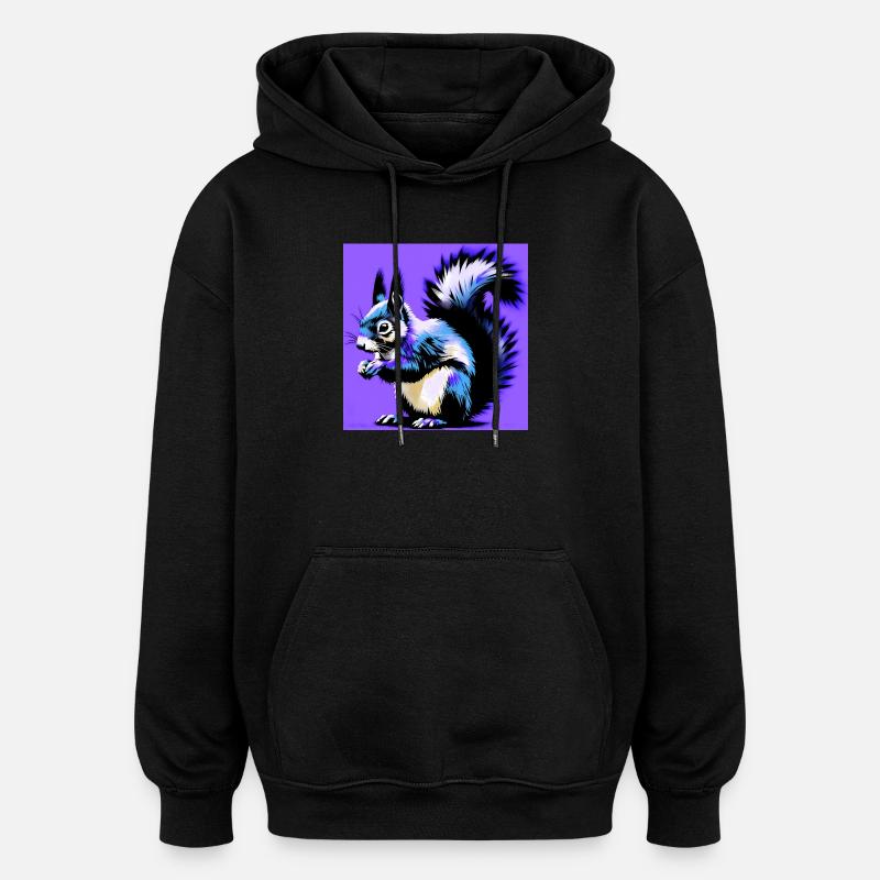 écureuil - Sweat à capuche oversize unisexe - noir