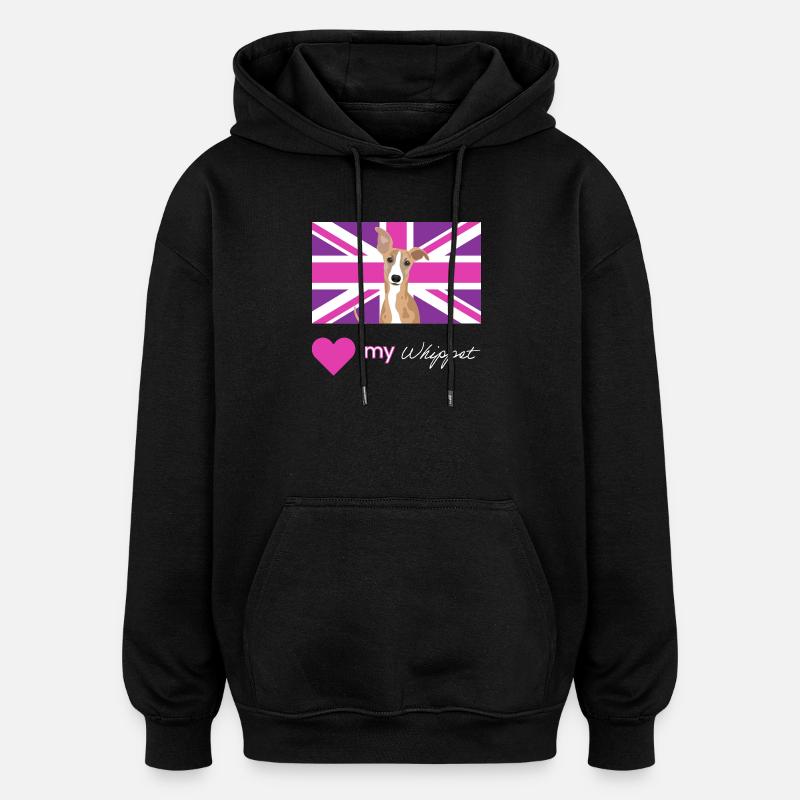 PURPLEWHIPPET (Blanc) - Sweat à capuche oversize unisexe - noir