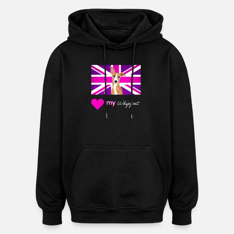 PURPLEWHIPPET (White text, Vibrant) - Oversized Unisex Hoodie - black