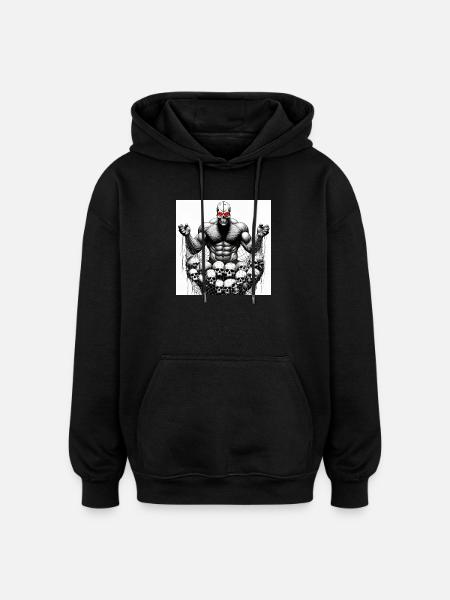 Muscular Net Skulls - Oversized Unisex Hoodie - black