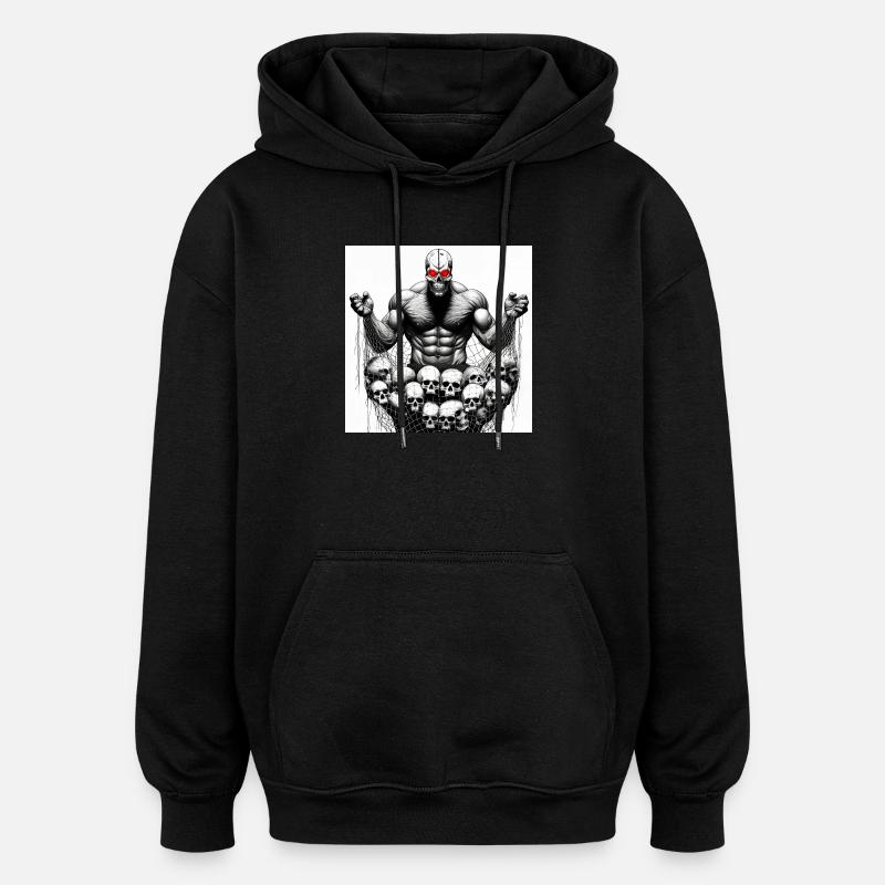 Musclé Crânes en Filet - Sweat à capuche oversize unisexe - noir