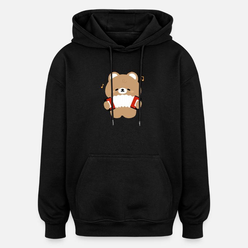 Bären-Akkordeon - Oversized Unisex Hoodie - Schwarz