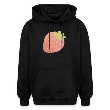 Pastel Strawberry Minimal - Oversized Unisex Hoodie - Schwarz - Vorne - Noah (186cm)