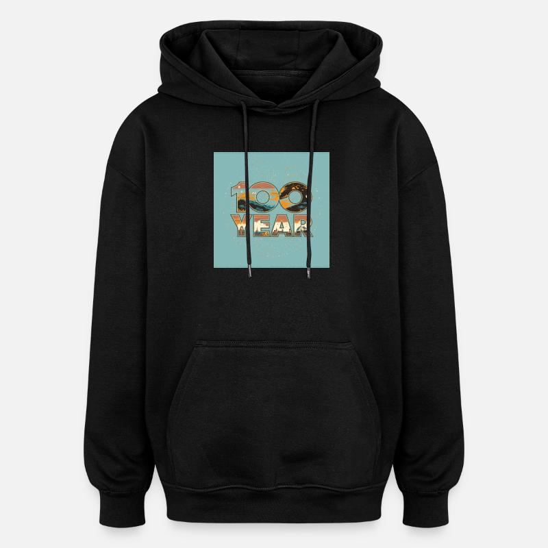 Paysage rétro centenaire - Sweat à capuche oversize unisexe - noir