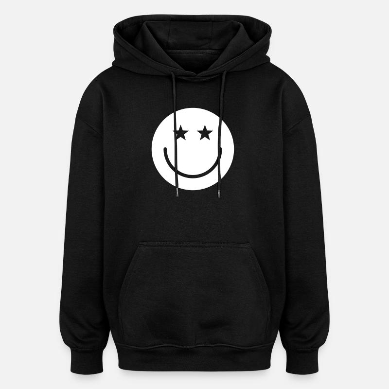 Smiley Design – Minimal & Positiv - Oversized Unisex Hoodie - Schwarz